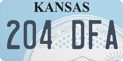 KS license plate 204DFA