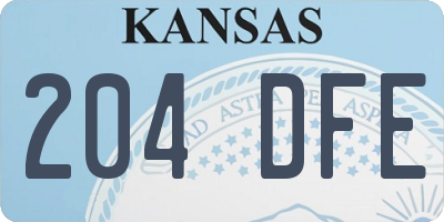 KS license plate 204DFE