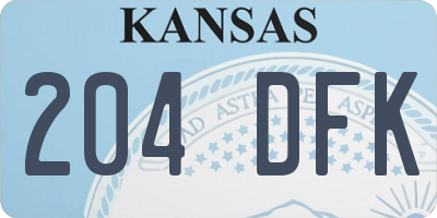KS license plate 204DFK