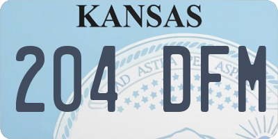 KS license plate 204DFM