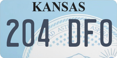 KS license plate 204DFO