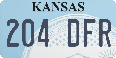 KS license plate 204DFR