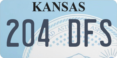 KS license plate 204DFS