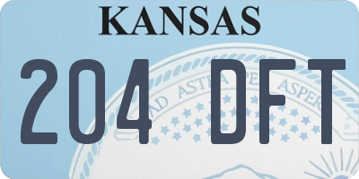 KS license plate 204DFT
