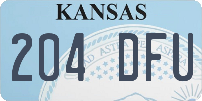 KS license plate 204DFU