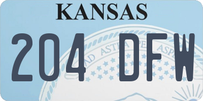 KS license plate 204DFW