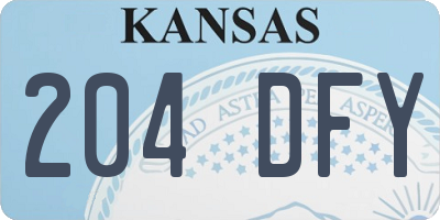 KS license plate 204DFY
