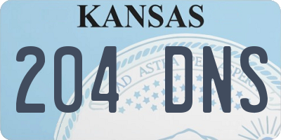 KS license plate 204DNS