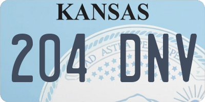 KS license plate 204DNV