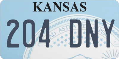 KS license plate 204DNY