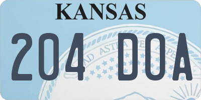 KS license plate 204DOA