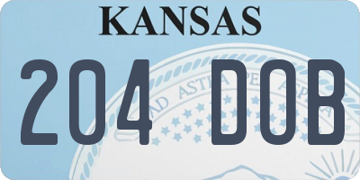 KS license plate 204DOB