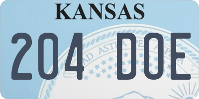 KS license plate 204DOE