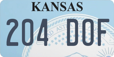 KS license plate 204DOF