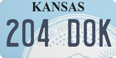 KS license plate 204DOK
