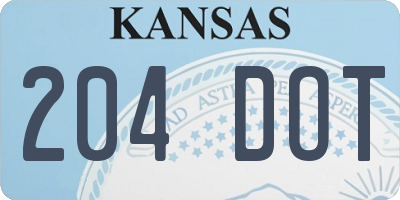 KS license plate 204DOT