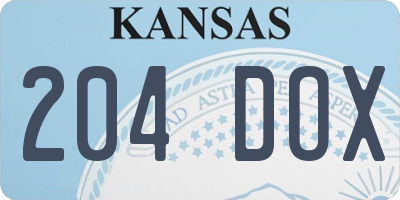 KS license plate 204DOX
