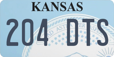 KS license plate 204DTS