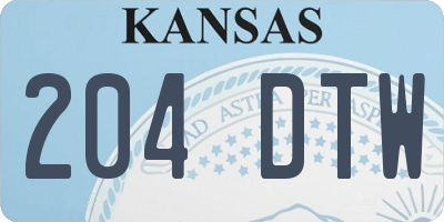 KS license plate 204DTW