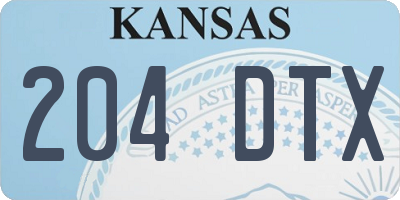 KS license plate 204DTX