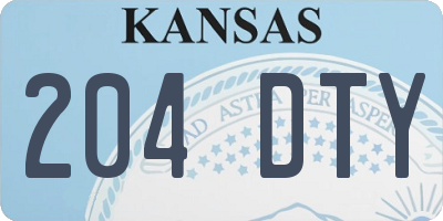 KS license plate 204DTY