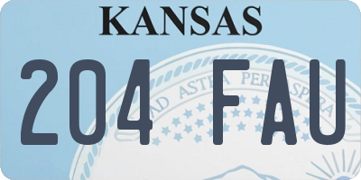 KS license plate 204FAU