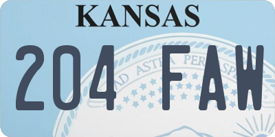 KS license plate 204FAW