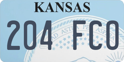 KS license plate 204FCO