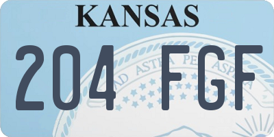 KS license plate 204FGF