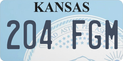 KS license plate 204FGM