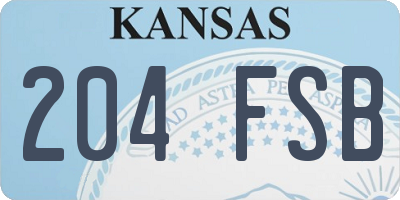 KS license plate 204FSB