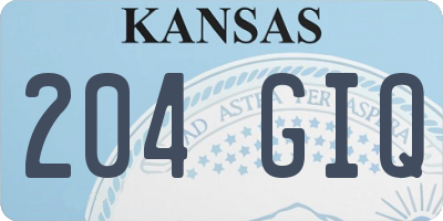 KS license plate 204GIQ