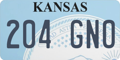 KS license plate 204GNO