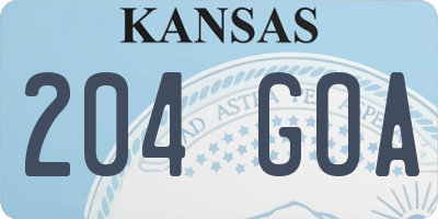 KS license plate 204GOA