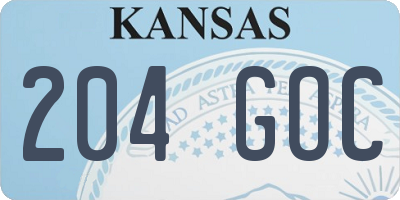 KS license plate 204GOC