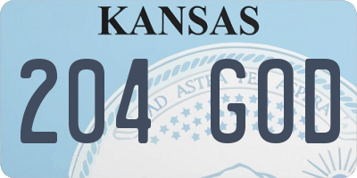 KS license plate 204GOD