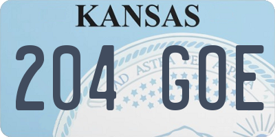 KS license plate 204GOE