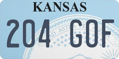 KS license plate 204GOF