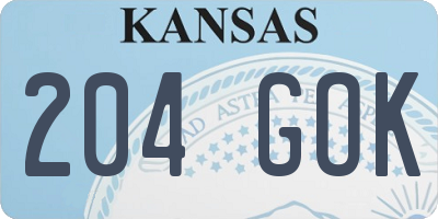 KS license plate 204GOK