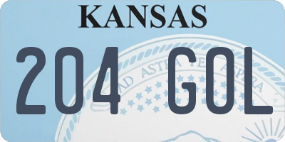 KS license plate 204GOL