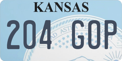 KS license plate 204GOP