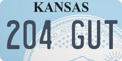 KS license plate 204GUT