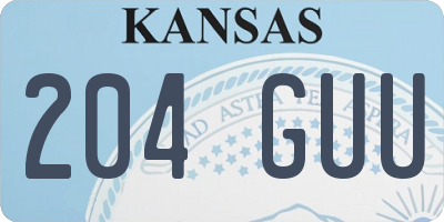 KS license plate 204GUU