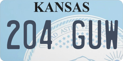 KS license plate 204GUW