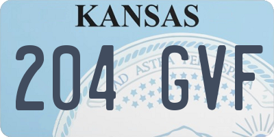 KS license plate 204GVF