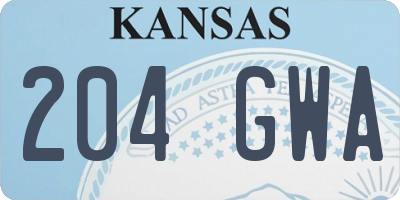 KS license plate 204GWA