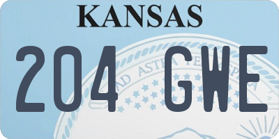 KS license plate 204GWE
