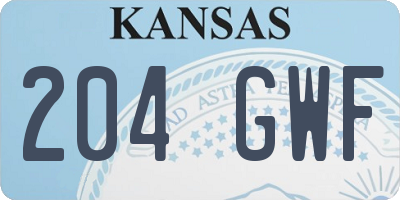 KS license plate 204GWF