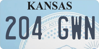 KS license plate 204GWN