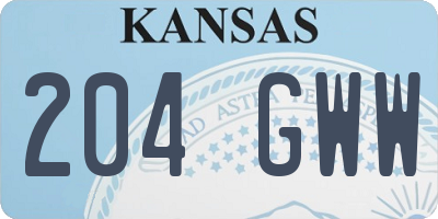 KS license plate 204GWW